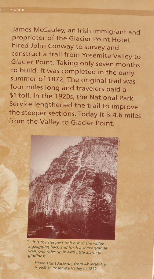 Information and old-time photo of the trail (from the valley) 